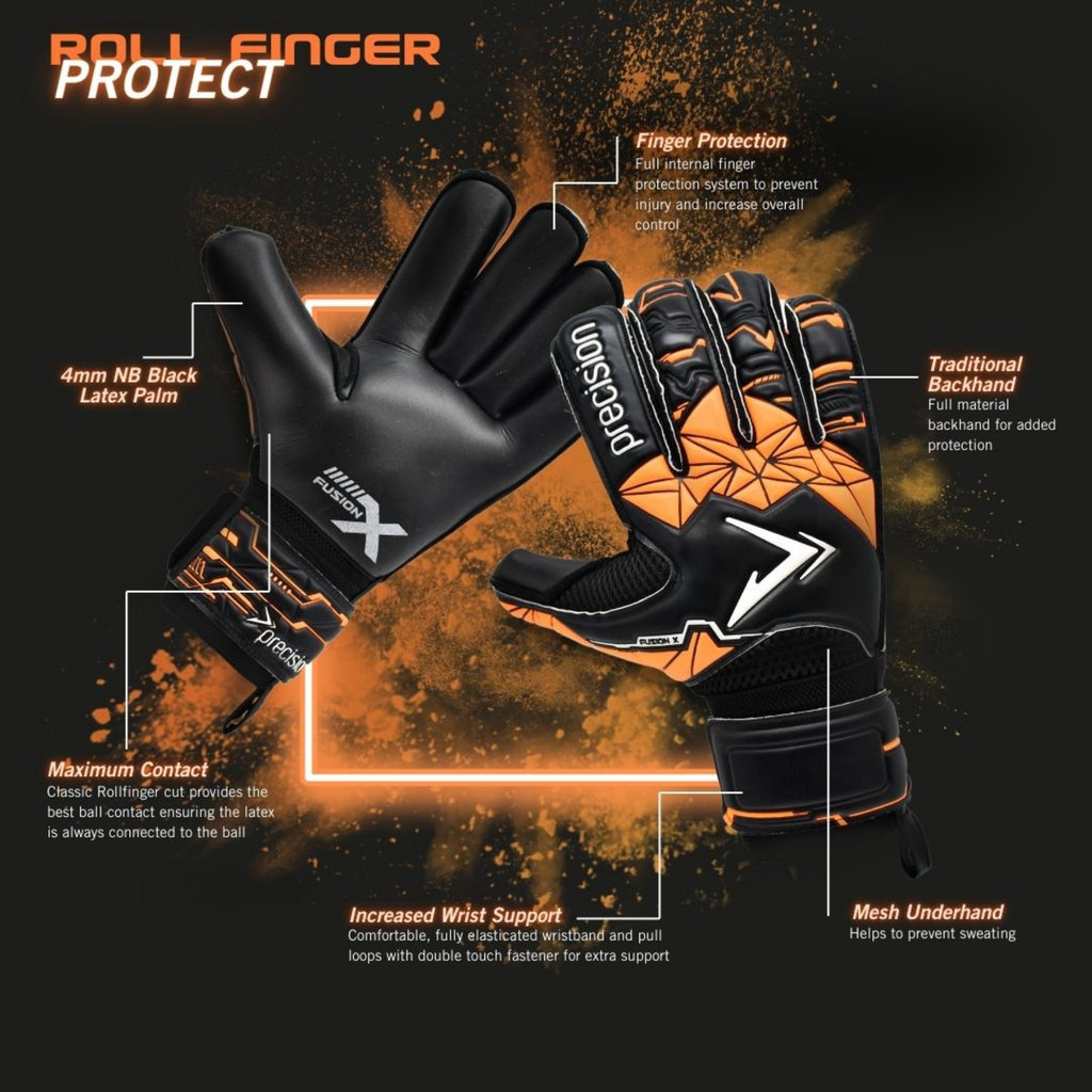 Precision Junior Fusion X Roll Finger Protect GK Gloves