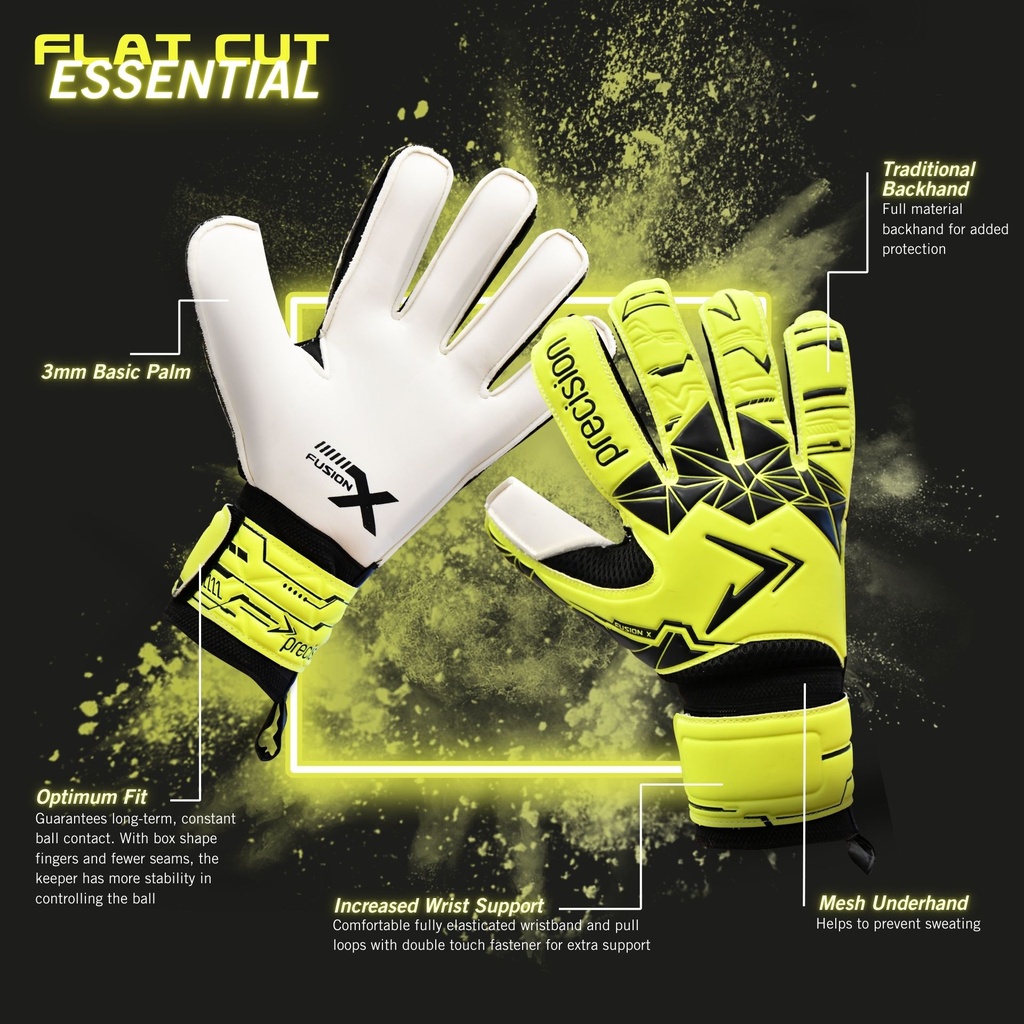 Precision Junior Fusion X Flat Cut Essential GK Gloves