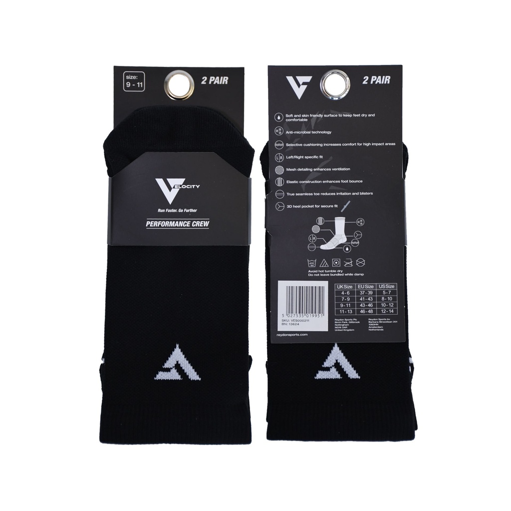 Velocity Performance Crew Socks Junior (2 Pairs)