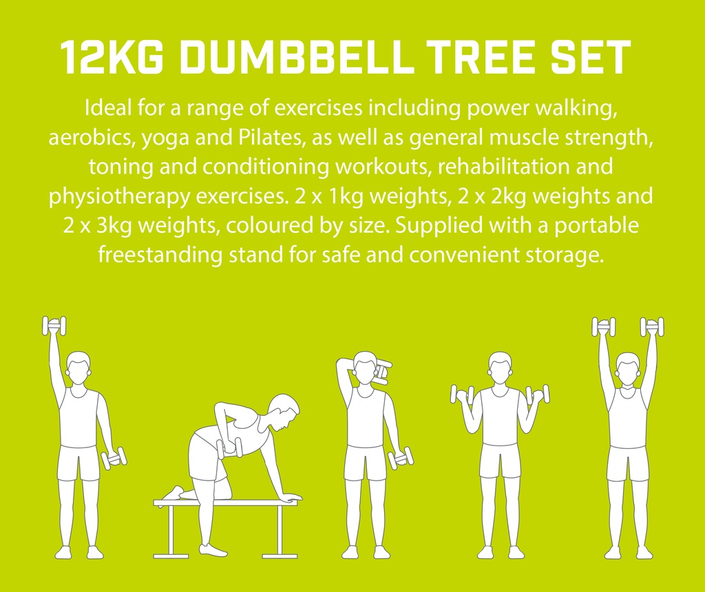 Urban Fitness 12Kg Dumbbell Tree Set