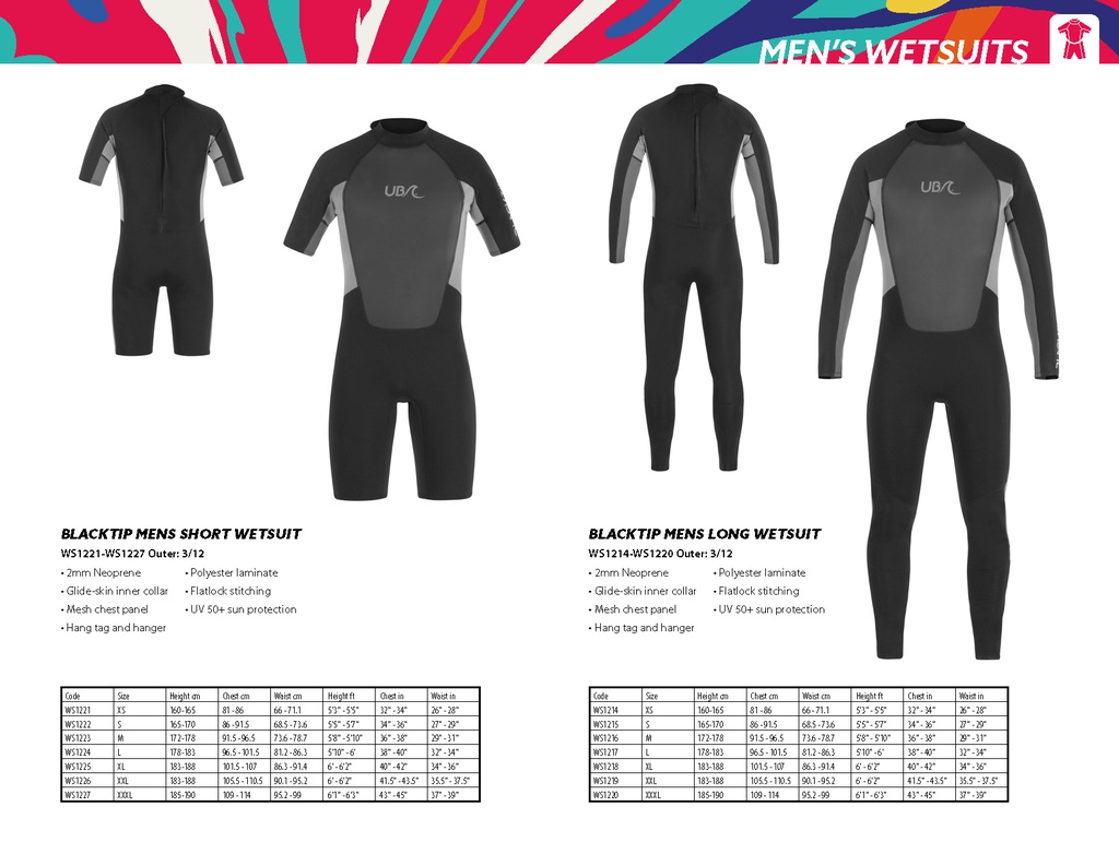 UB Mens Blacktip Mono Long Wetsuit