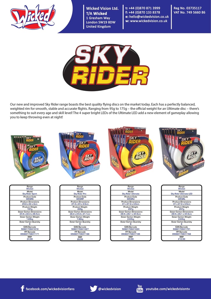 Wicked Sky Rider Sport 95g (Assorted Colours)