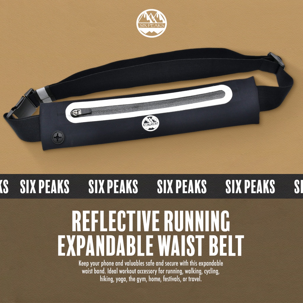 Six Peaks Reflective Running Expandable Waist Belt