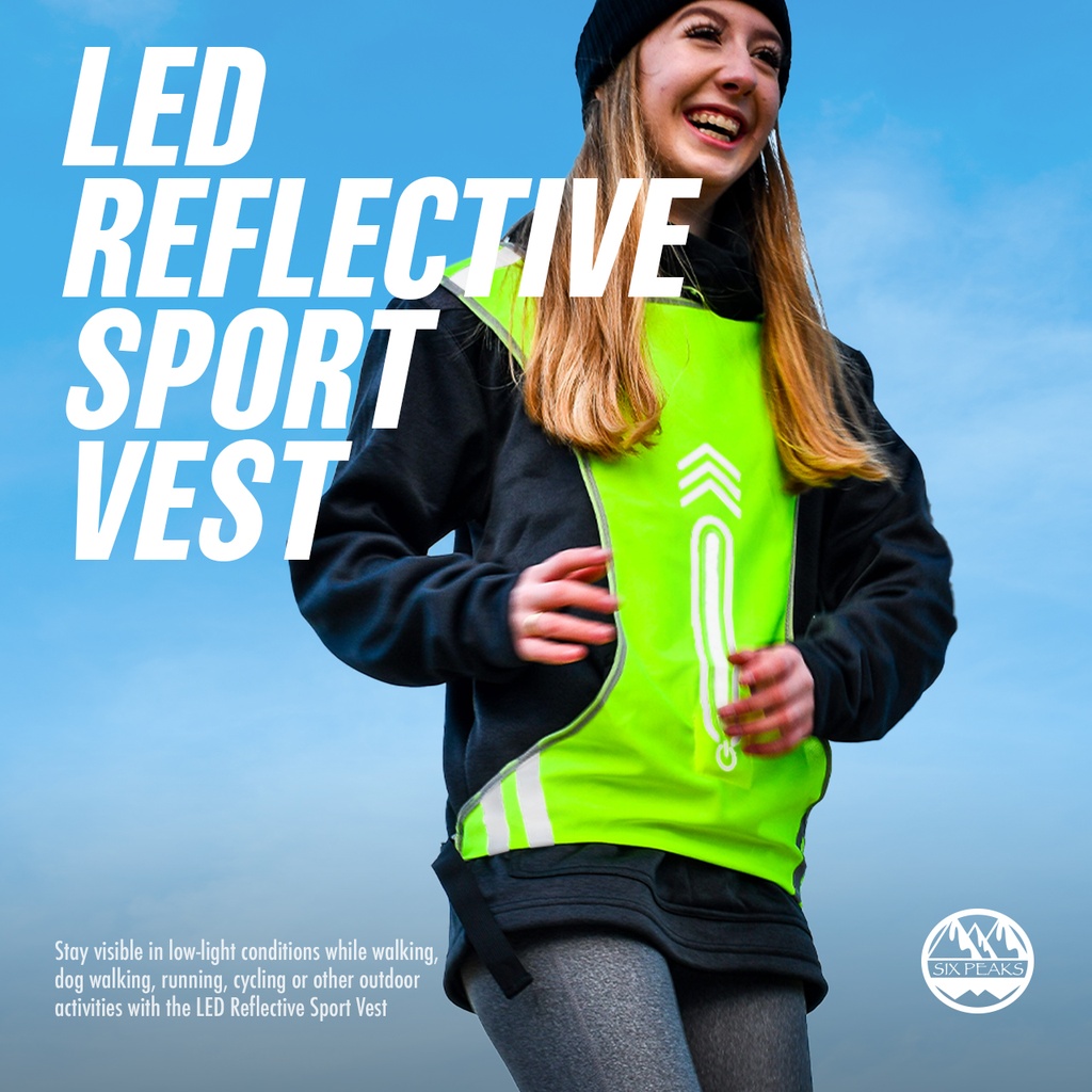 Six Peaks LED Reflective Sport Vest, Neon Yellow