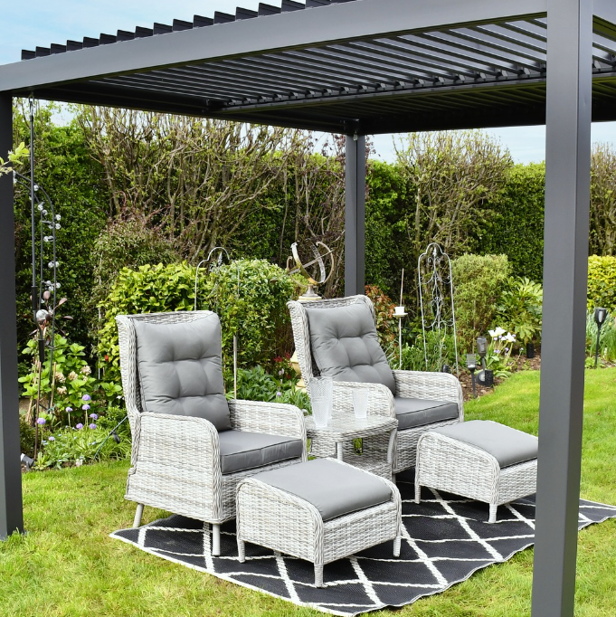 SAC LUX Alloy & PE Rattan 5 piece Patio Set