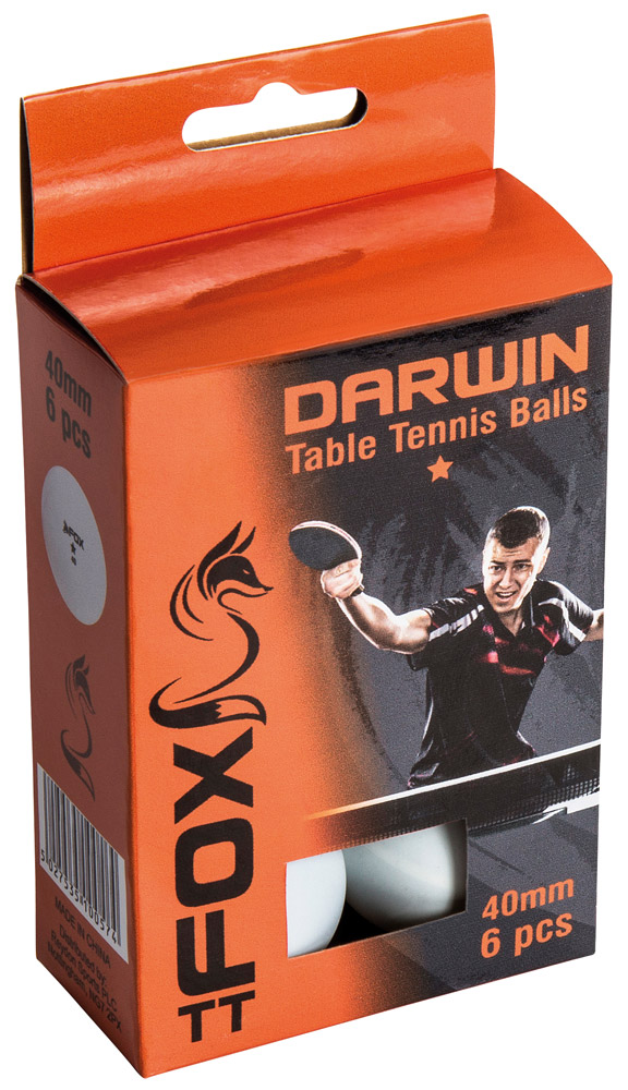 Fox TT Darwin 1 Star Table Tennis Balls (Pack of 6)