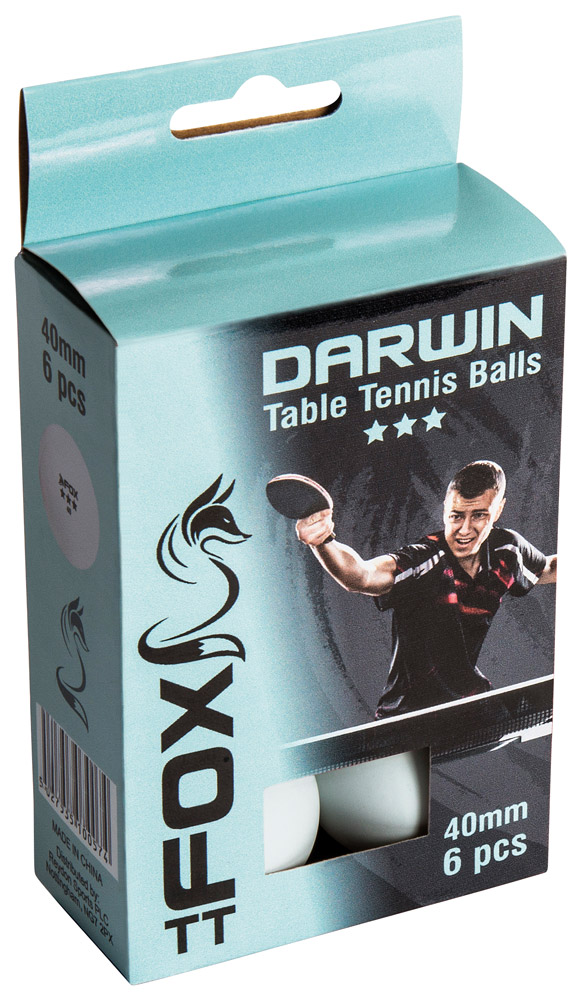 Fox TT Darwin 3 Star Table Tennis Balls (Pack of 6)