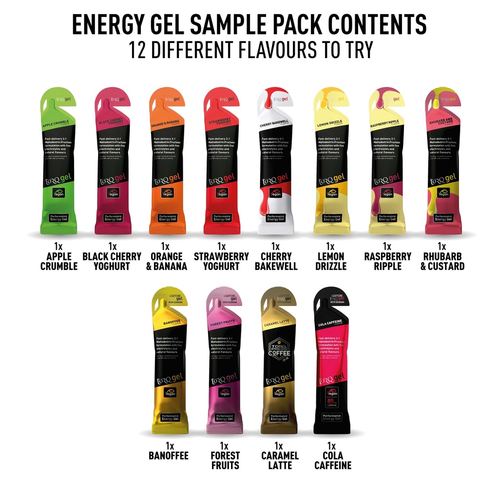 TORQ 12 Energy Gel Sampling Pack | Reydon Sports Plc