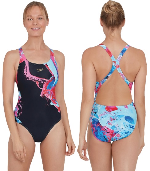 Speedo ColourFlood Placement Powerback Swimsuit